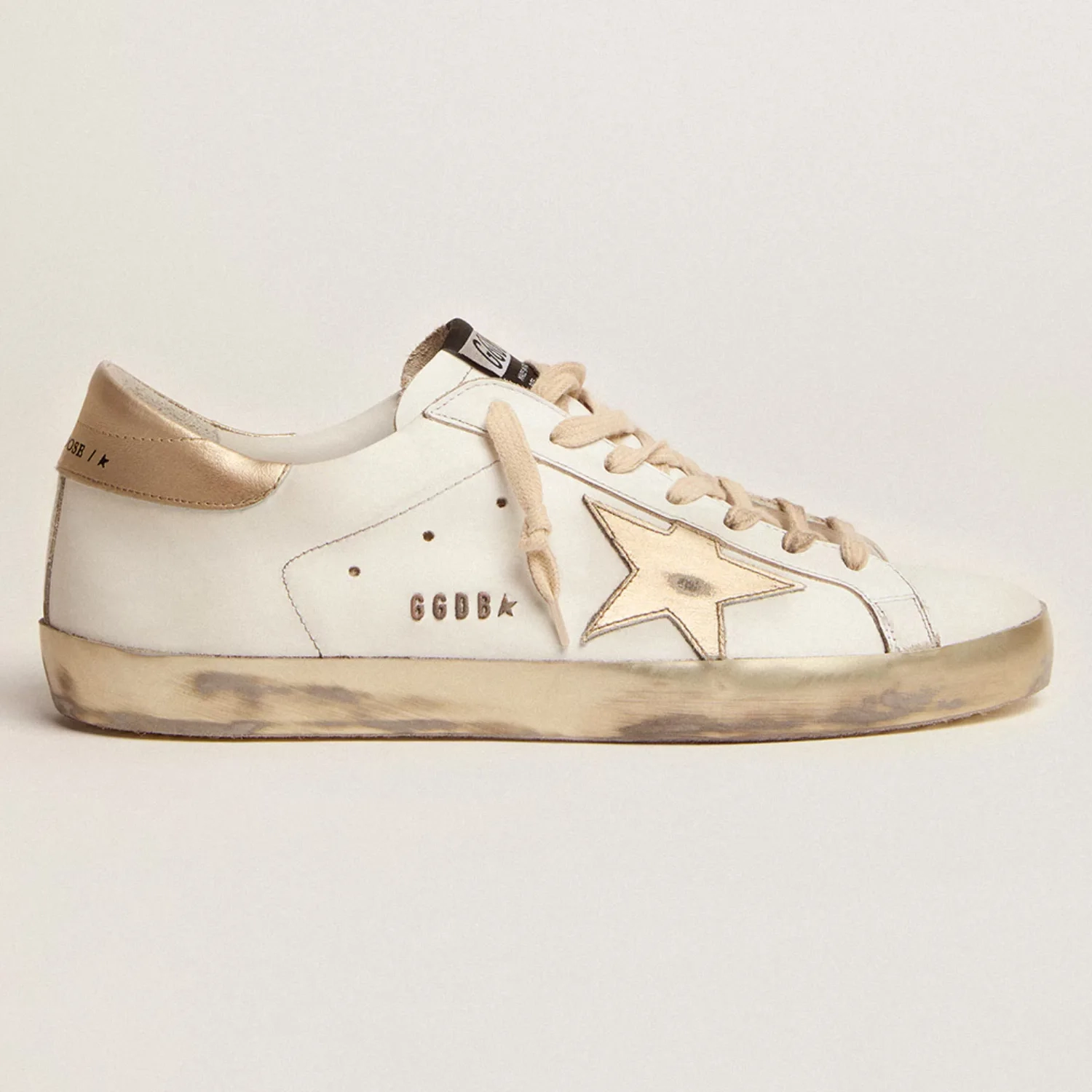 Mens Super Star with gold sparkle foxing and lettering